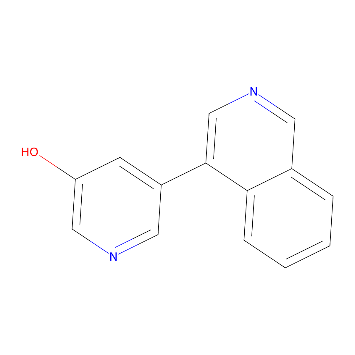 3-Pyridinol, 5-(4-isoquinolinyl)- molecular structure, CAS 1258626-07-1
