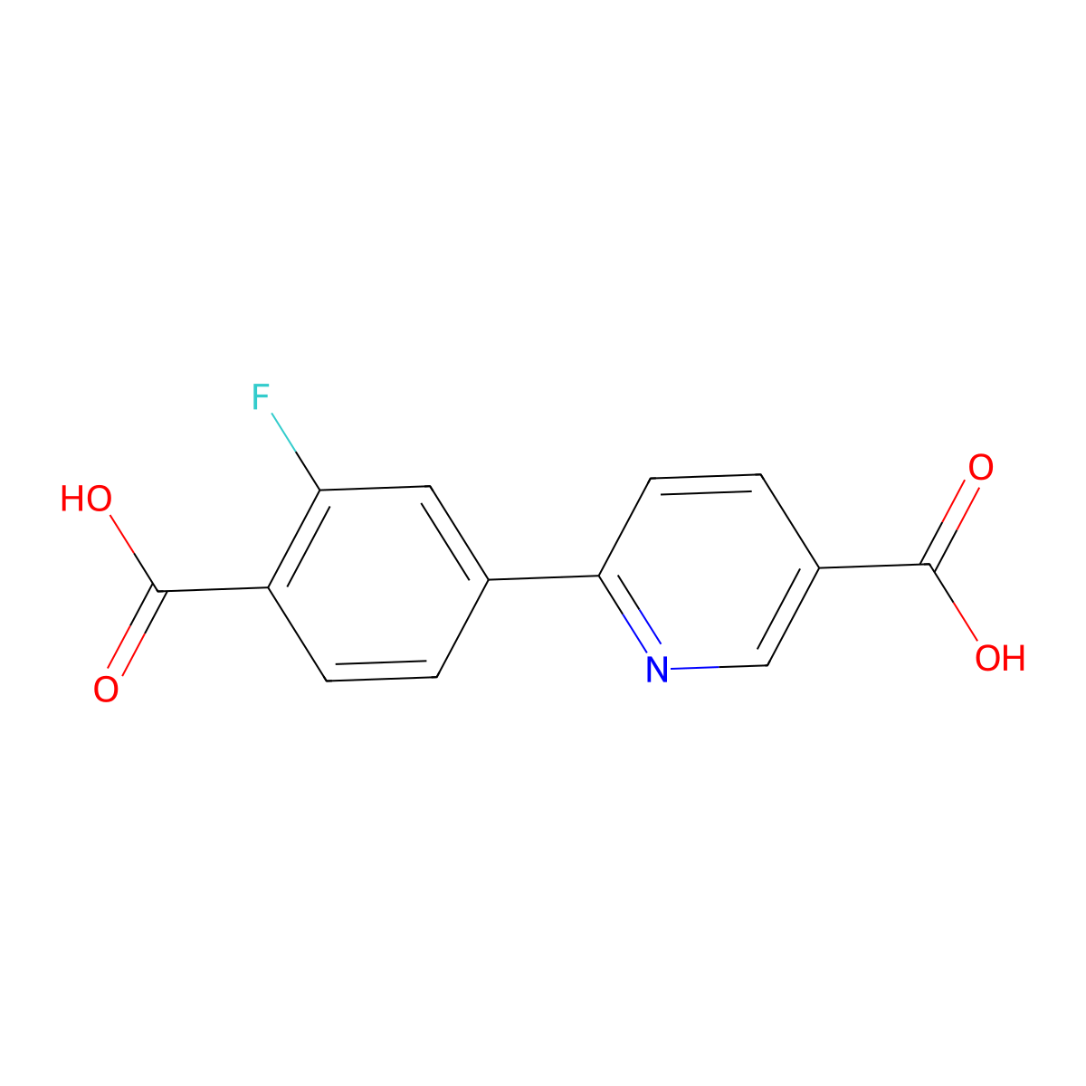 6-(4-Carboxy-3-fluorophenyl)nicotinic acid molecular structure, CAS 1258626-27-5