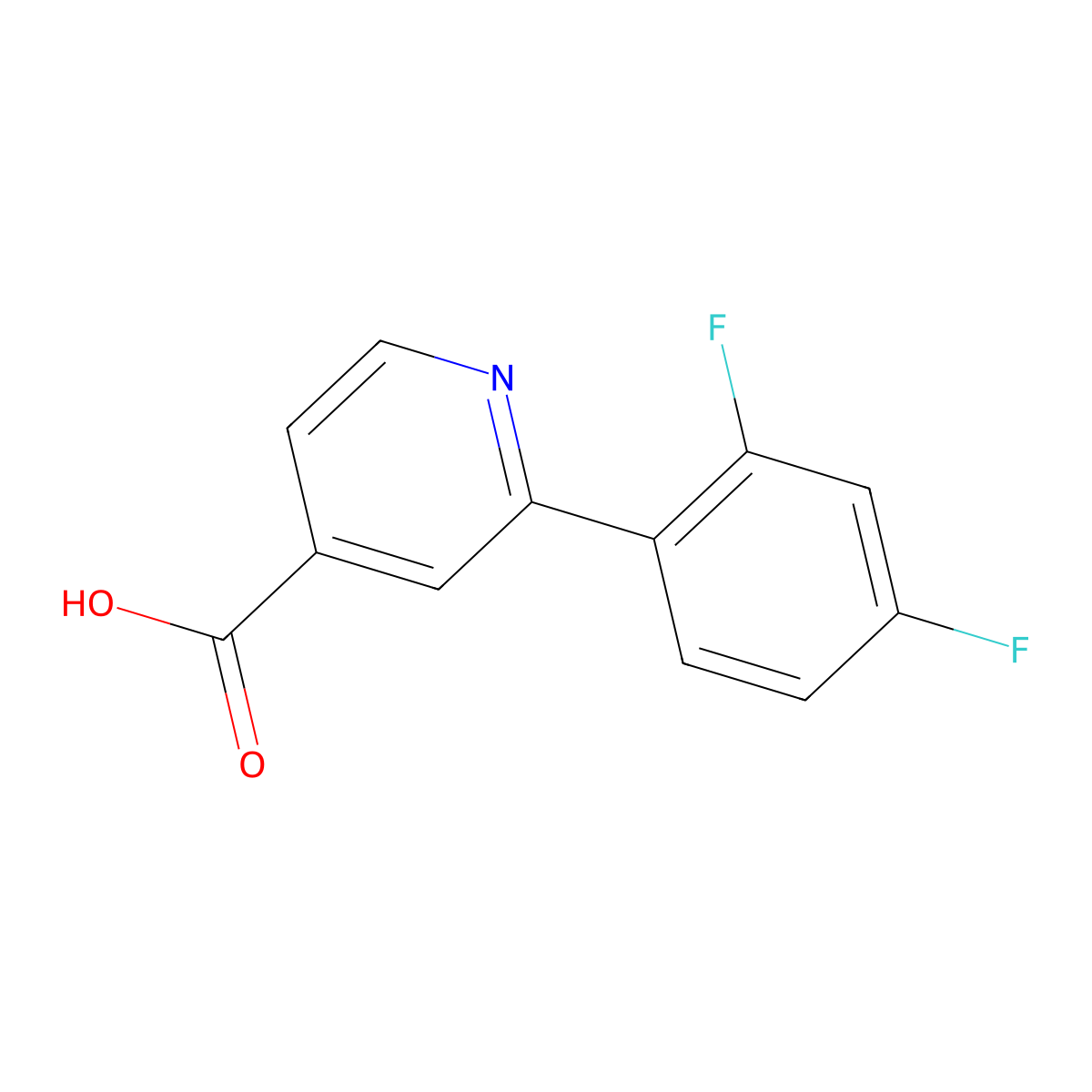 2-(2,4-Difluorophenyl)isonicotinic acid molecular structure, CAS 1258627-10-9