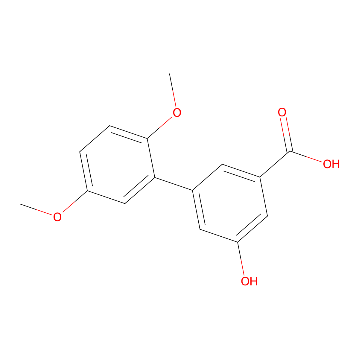 3-(2,5-Dimethoxyphenyl)-5-hydroxybenzoic acid molecular structure, CAS 1258627-95-0