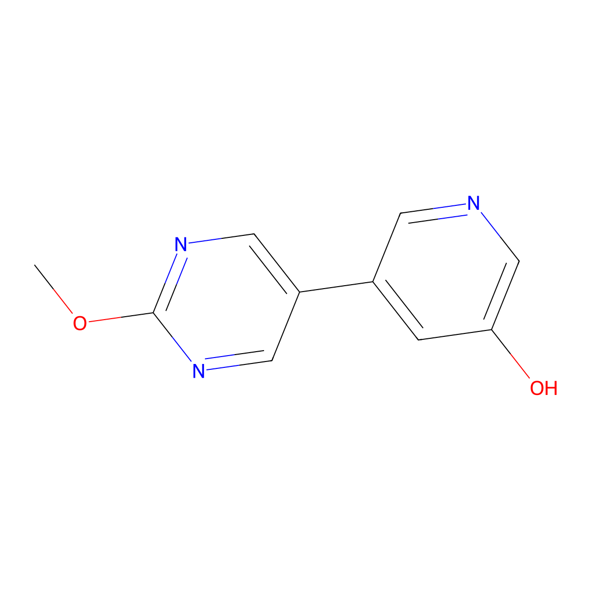 5-(2-Methoxy-5-pyrimidinyl)-3-pyridinol molecular structure, CAS 1258627-98-3