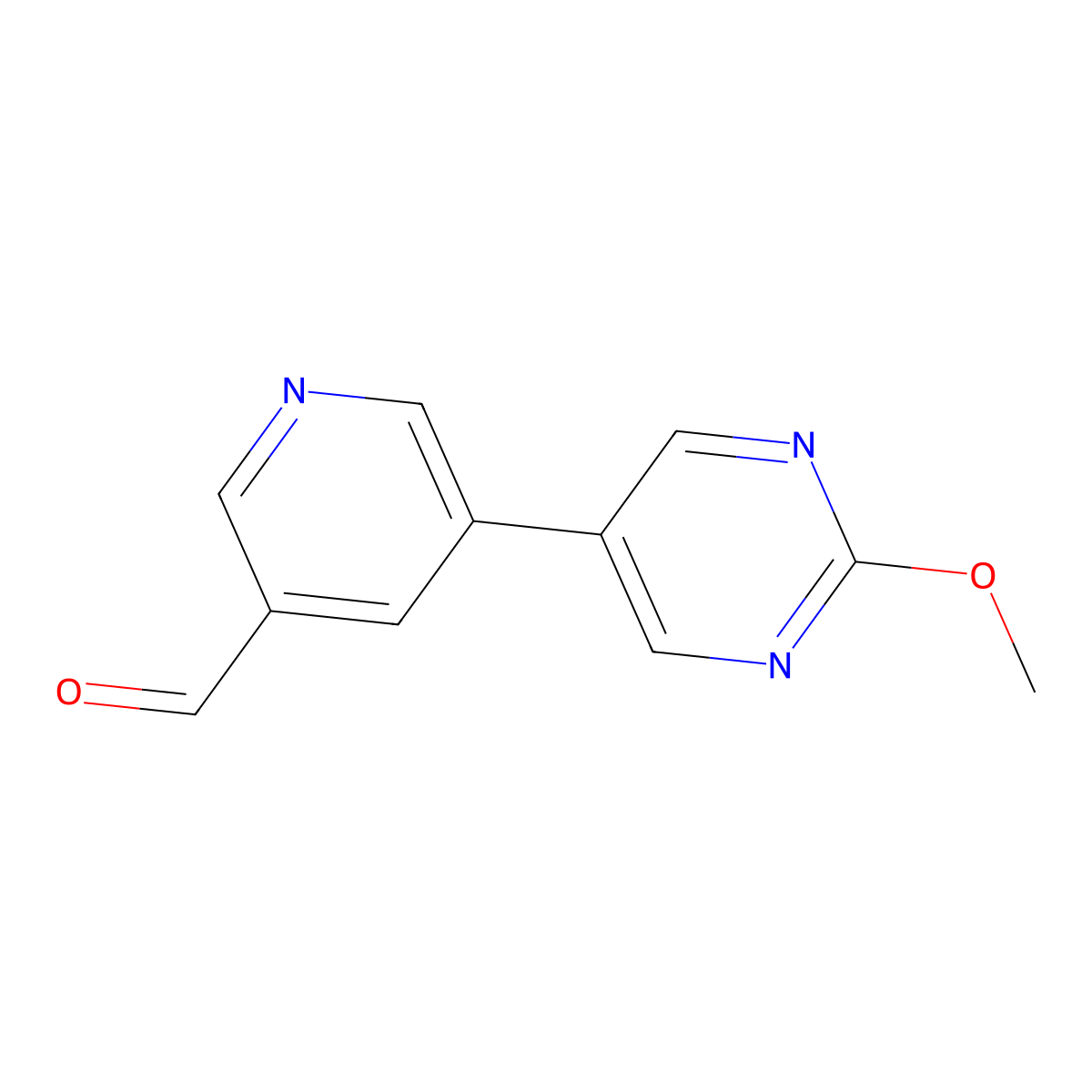 5-(2-Methoxy-5-pyrimidinyl)-3-pyridinecarboxaldehyde molecular structure, CAS 1258628-72-6