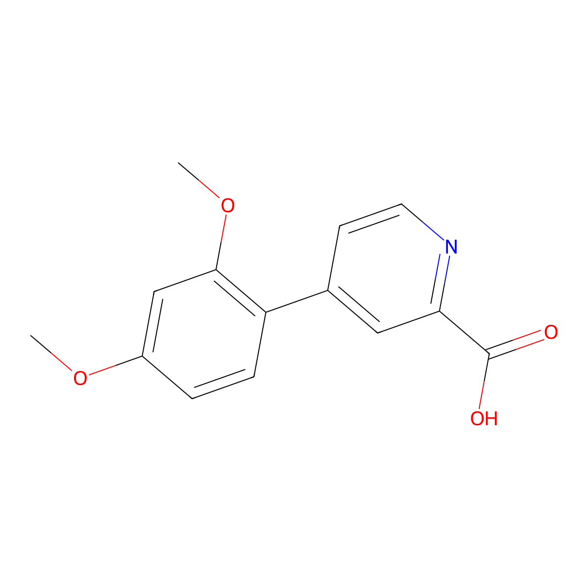 4-(2,4-Dimethoxyphenyl)picolinic acid molecular structure, CAS 1258628-73-7
