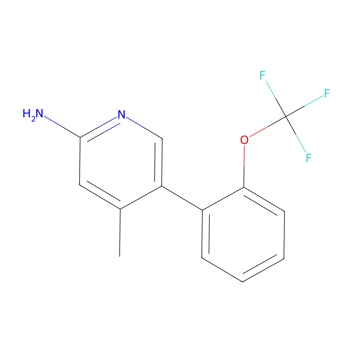 4-Methyl-5-(2-(trifluoromethoxy)phenyl)pyridin-2-amine molecular structure, CAS 1258629-50-3