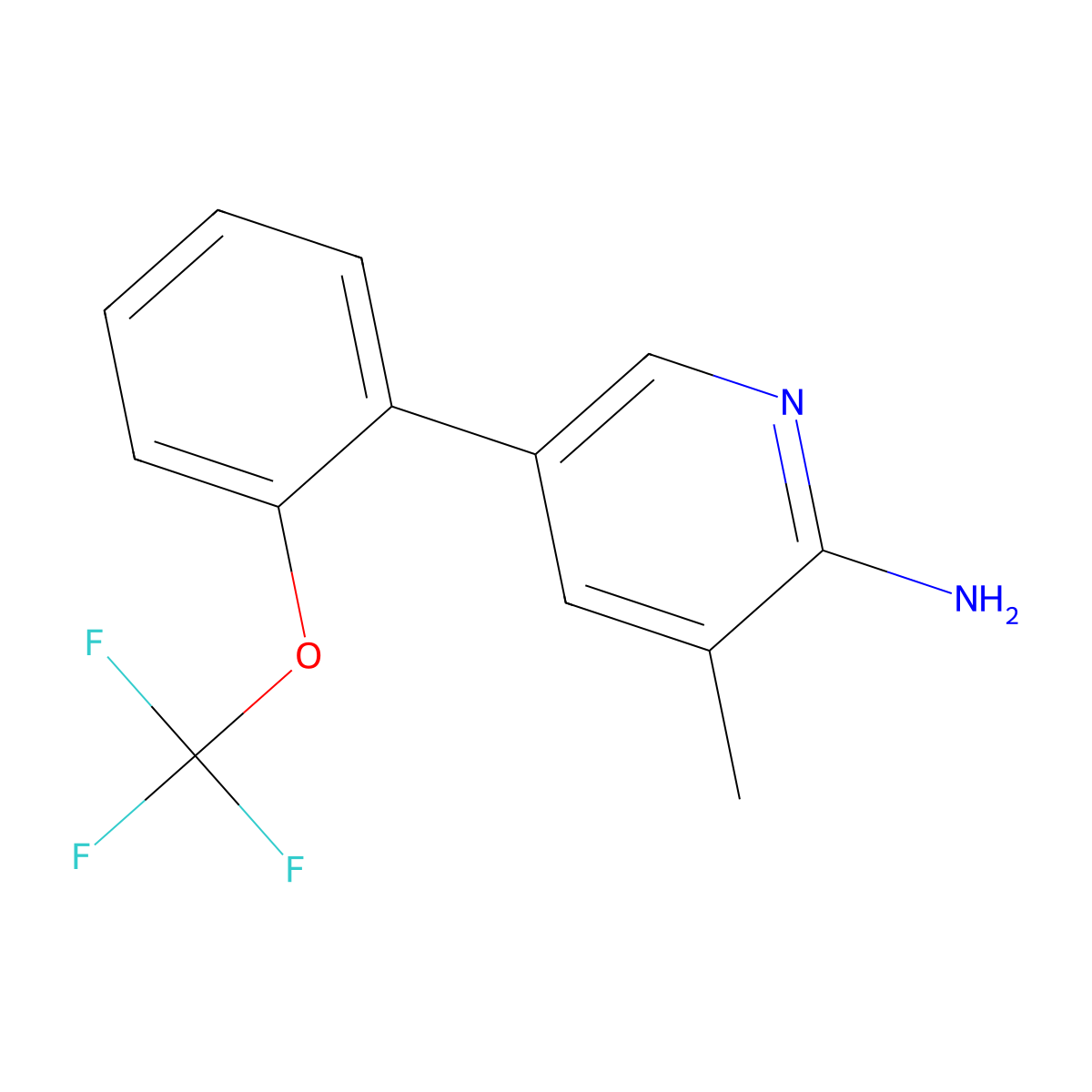 3-Methyl-5-(2-(trifluoromethoxy)phenyl)pyridin-2-amine molecular structure, CAS 1258629-56-9