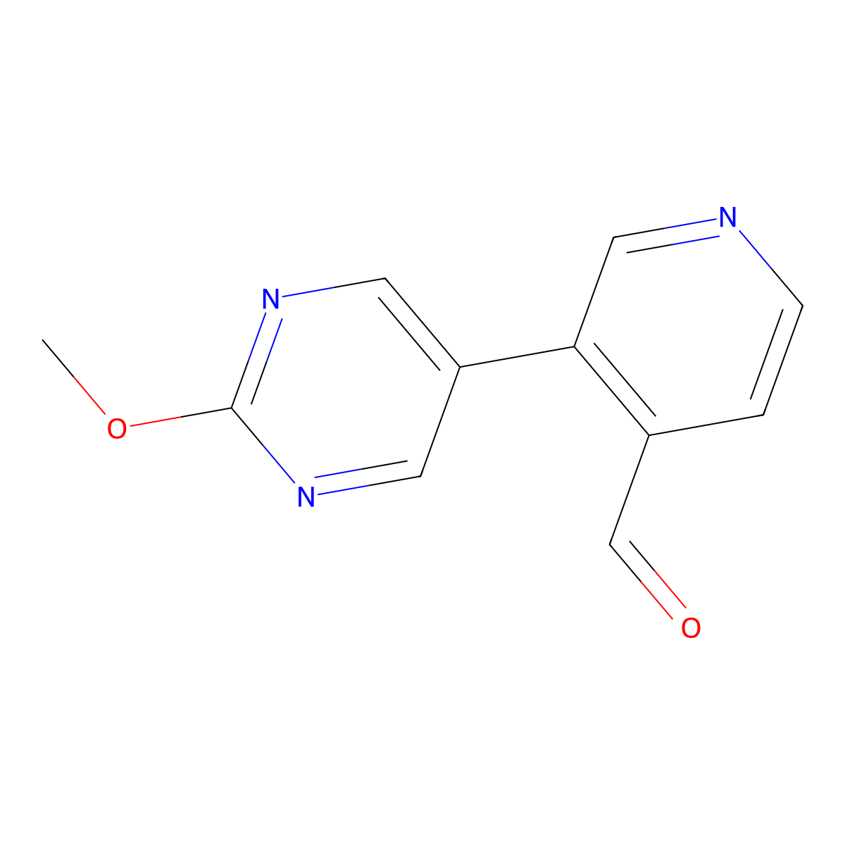 3-(2-Methoxy-5-pyrimidinyl)-4-pyridinecarboxaldehyde molecular structure, CAS 1258629-92-3