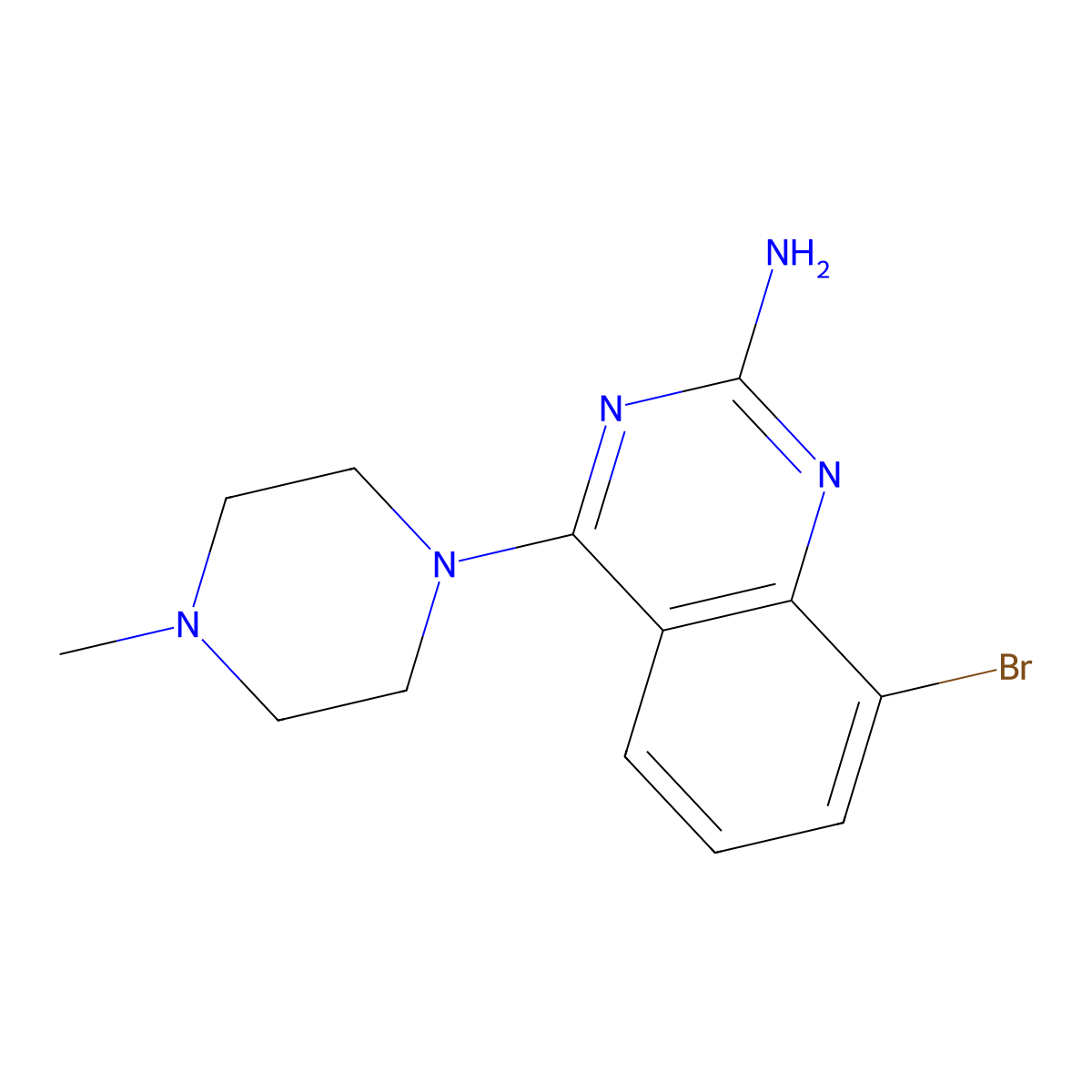 8-Bromo-4-(4-methylpiperazin-1-yl)quinazolin-2-amine molecular structure, CAS 1258630-98-6