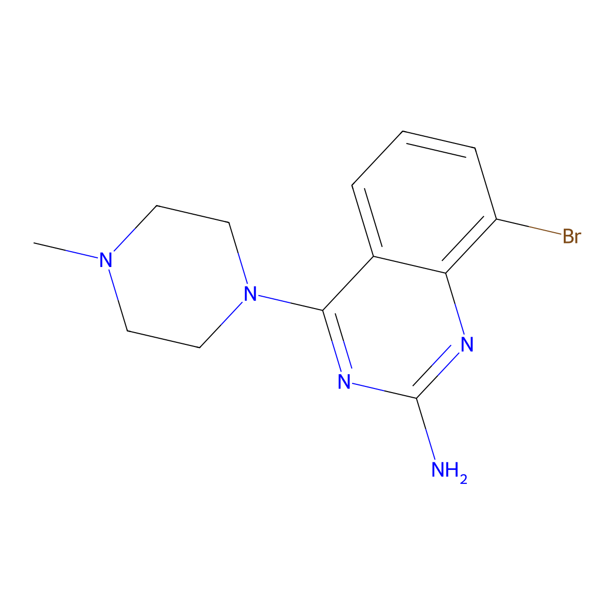 8-Bromo-4-(4-methylpiperazin-1-yl)quinazolin-2-amine molecular structure, CAS 1258630-98-6