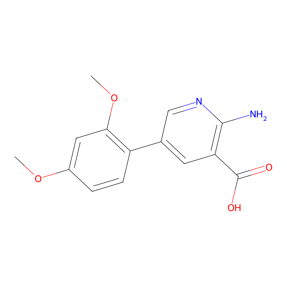 2-Amino-5-(2,4-dimethoxyphenyl)pyridine-3-carboxylic acid molecular structure, CAS 1258631-92-3