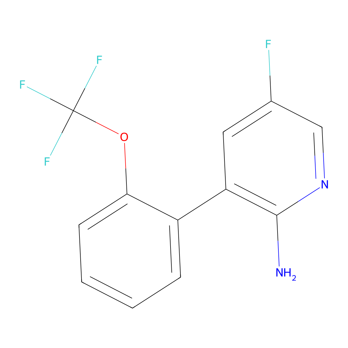 2-Amino-5-fluoro-3-(2-(trifluoromethoxy)phenyl)pyridine molecular structure, CAS 1258632-10-8