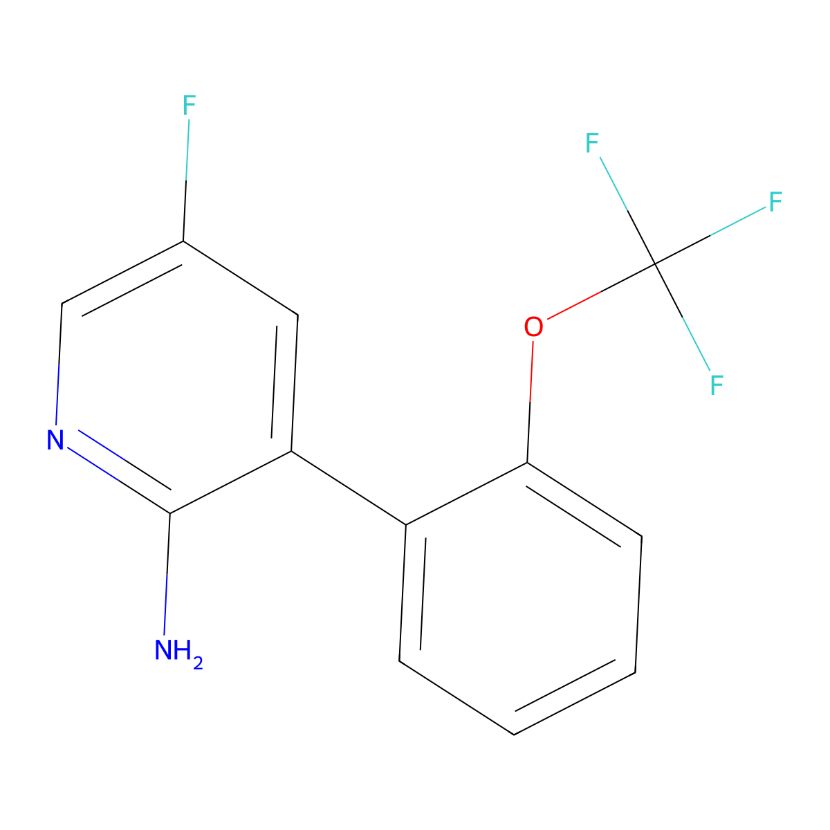 2-Amino-5-fluoro-3-(2-(trifluoromethoxy)phenyl)pyridine molecular structure, CAS 1258632-10-8
