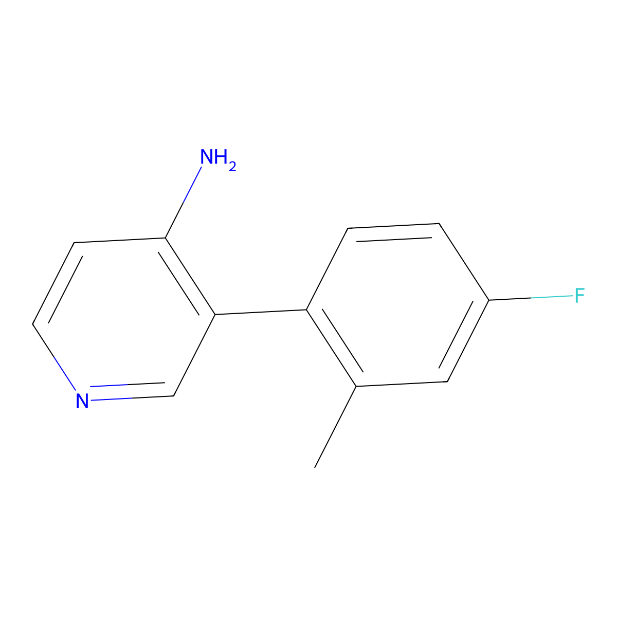 4-Amino-3-(4-fluoro-2-methylphenyl)pyridine molecular structure, CAS 1258632-24-4
