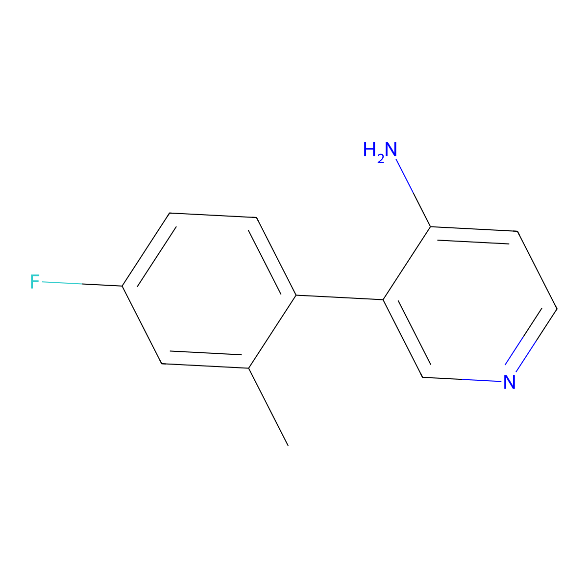 4-Amino-3-(4-fluoro-2-methylphenyl)pyridine molecular structure, CAS 1258632-24-4