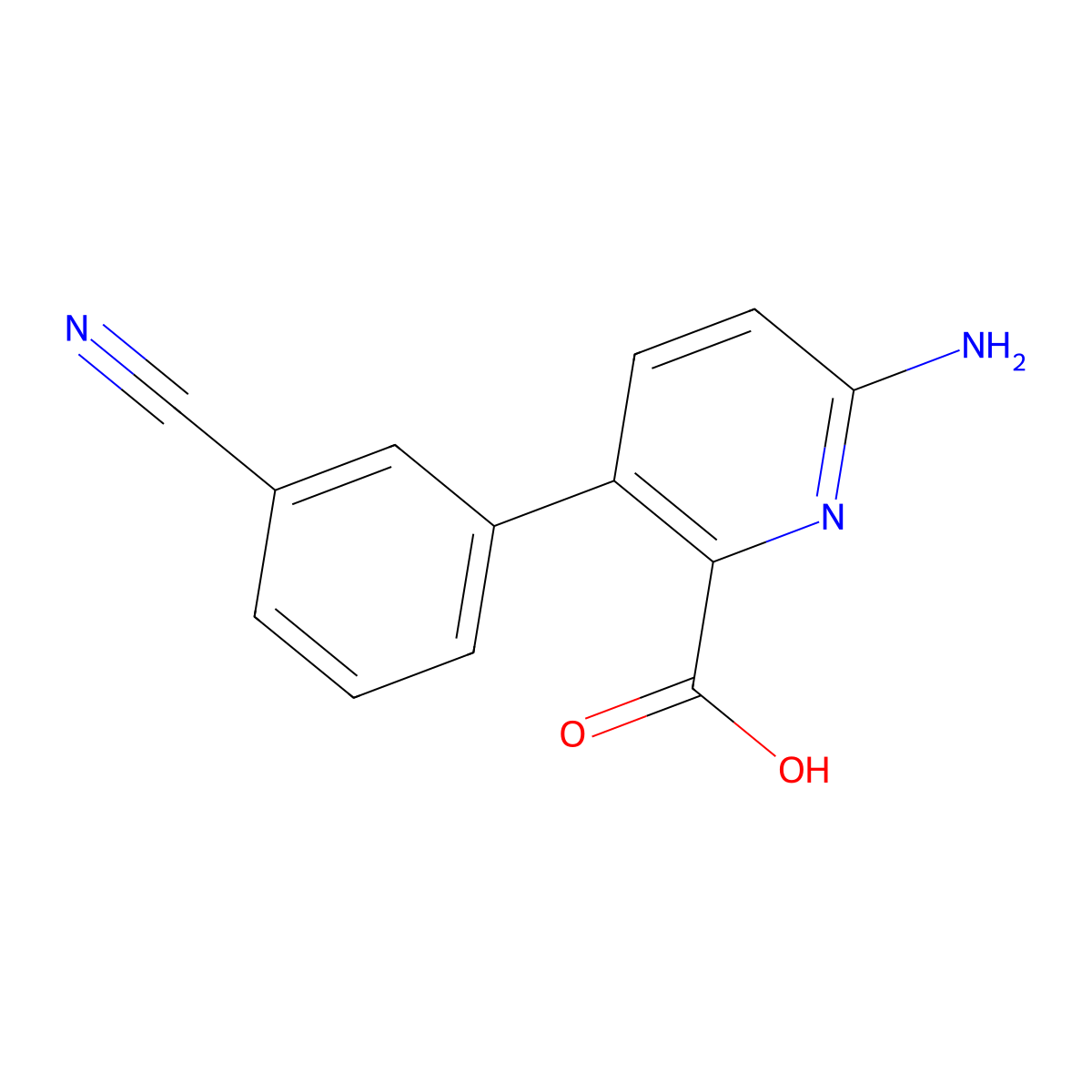 6-Amino-3-(3-cyanophenyl)picolinic acid molecular structure, CAS 1258632-39-1