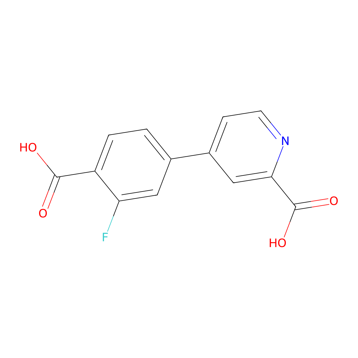 4-(4-Carboxy-3-fluorophenyl)picolinic acid molecular structure, CAS 1258632-81-3
