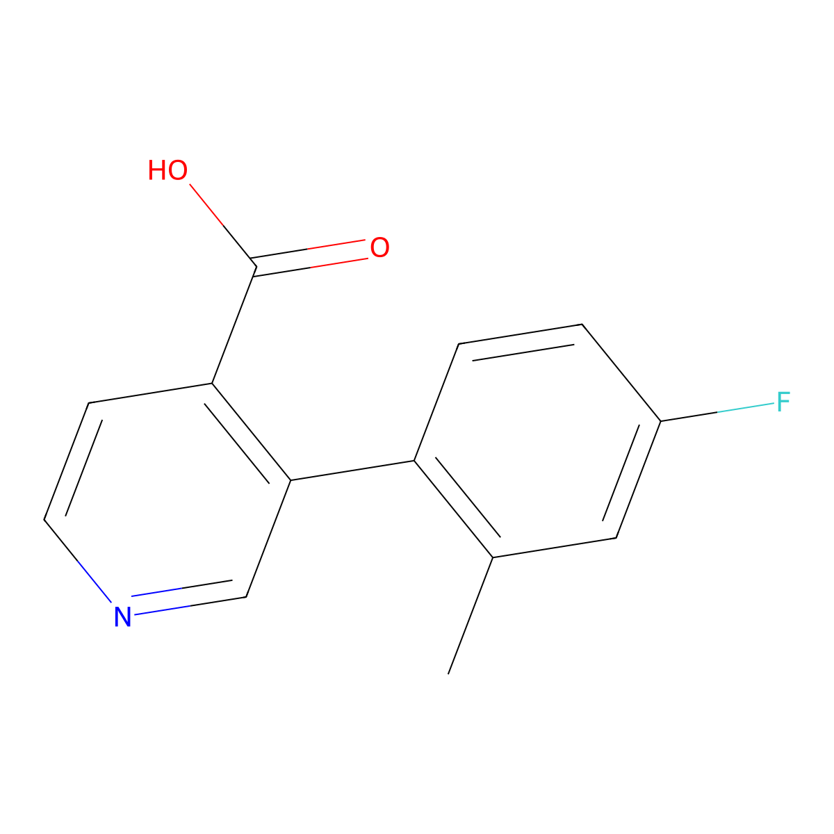 3-(4-Fluoro-2-methylphenyl)isonicotinic acid molecular structure, CAS 1258633-33-8