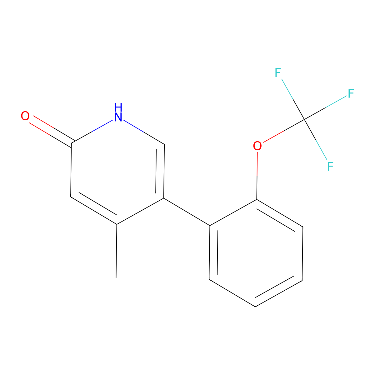 2-Hydroxy-4-methyl-5-(2-(trifluoromethoxy)phenyl)pyridine molecular structure, CAS 1258633-39-4