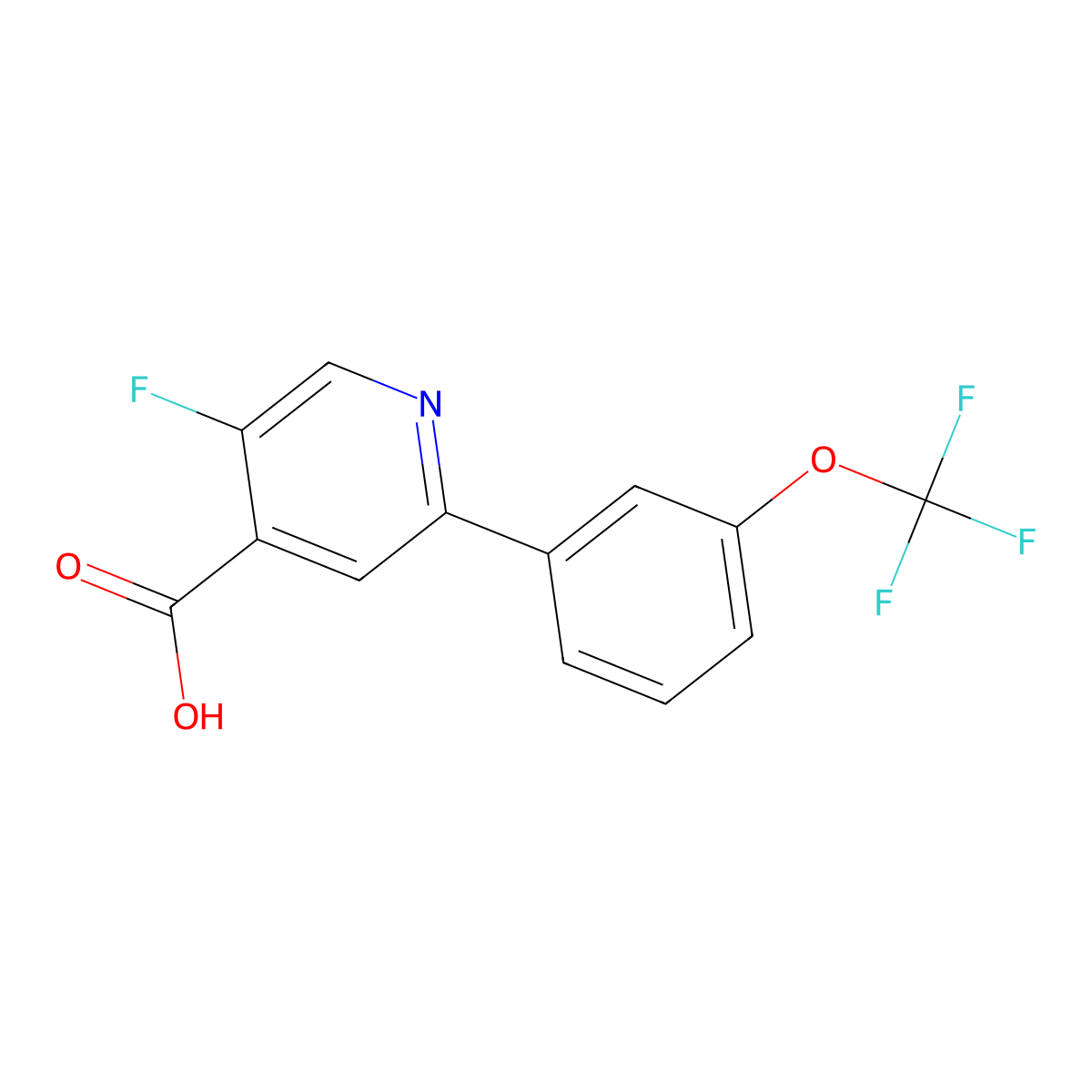 5-Fluoro-2-(3-(trifluoromethoxy)phenyl)isonicotinic acid molecular structure, CAS 1258633-50-9