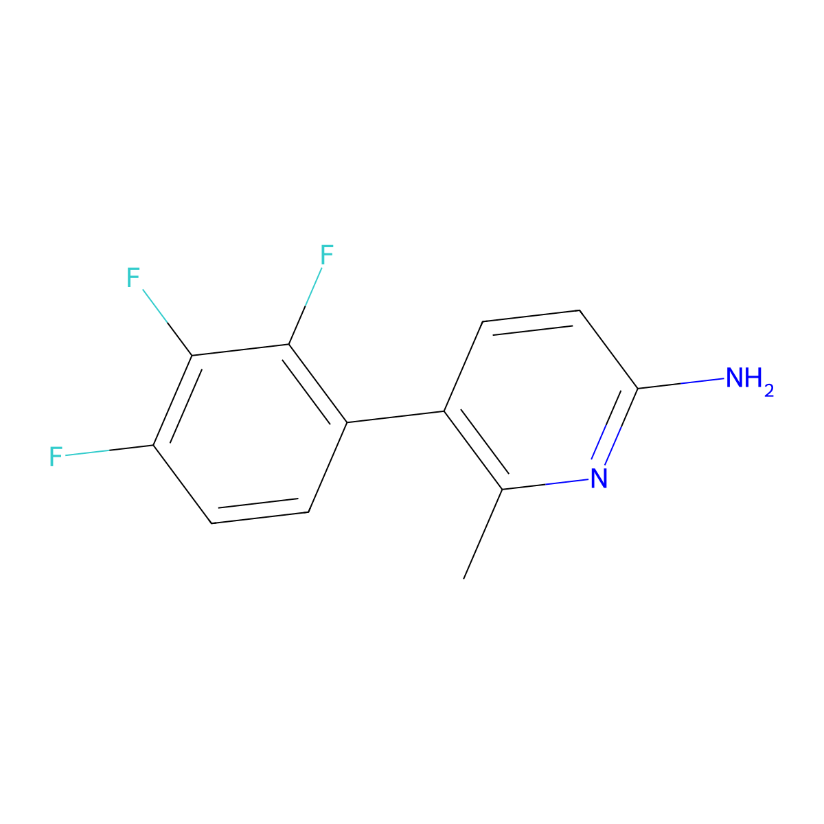 6-Methyl-5-(2,3,4-trifluorophenyl)-2-pyridinamine molecular structure, CAS 1258633-67-8