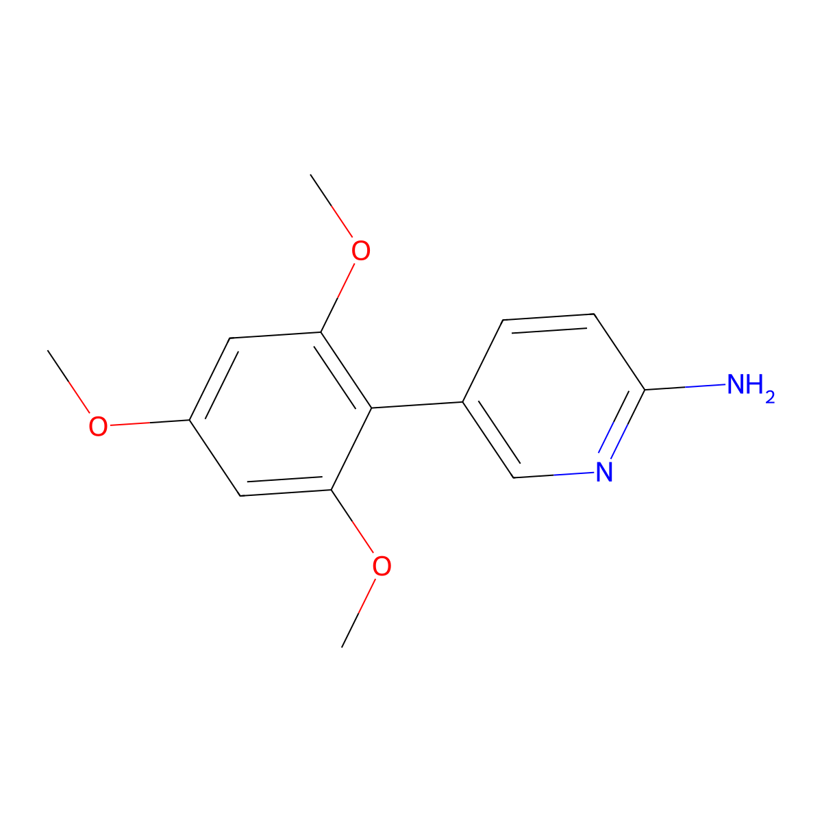 5-(2,4,6-Trimethoxyphenyl)pyridin-2-amine molecular structure, CAS 1258634-31-9