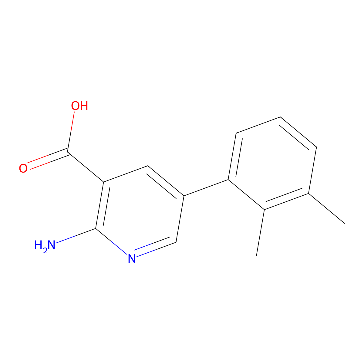 2-Amino-5-(2,3-dimethylphenyl)pyridine-3-carboxylic acid molecular structure, CAS 1258634-67-1