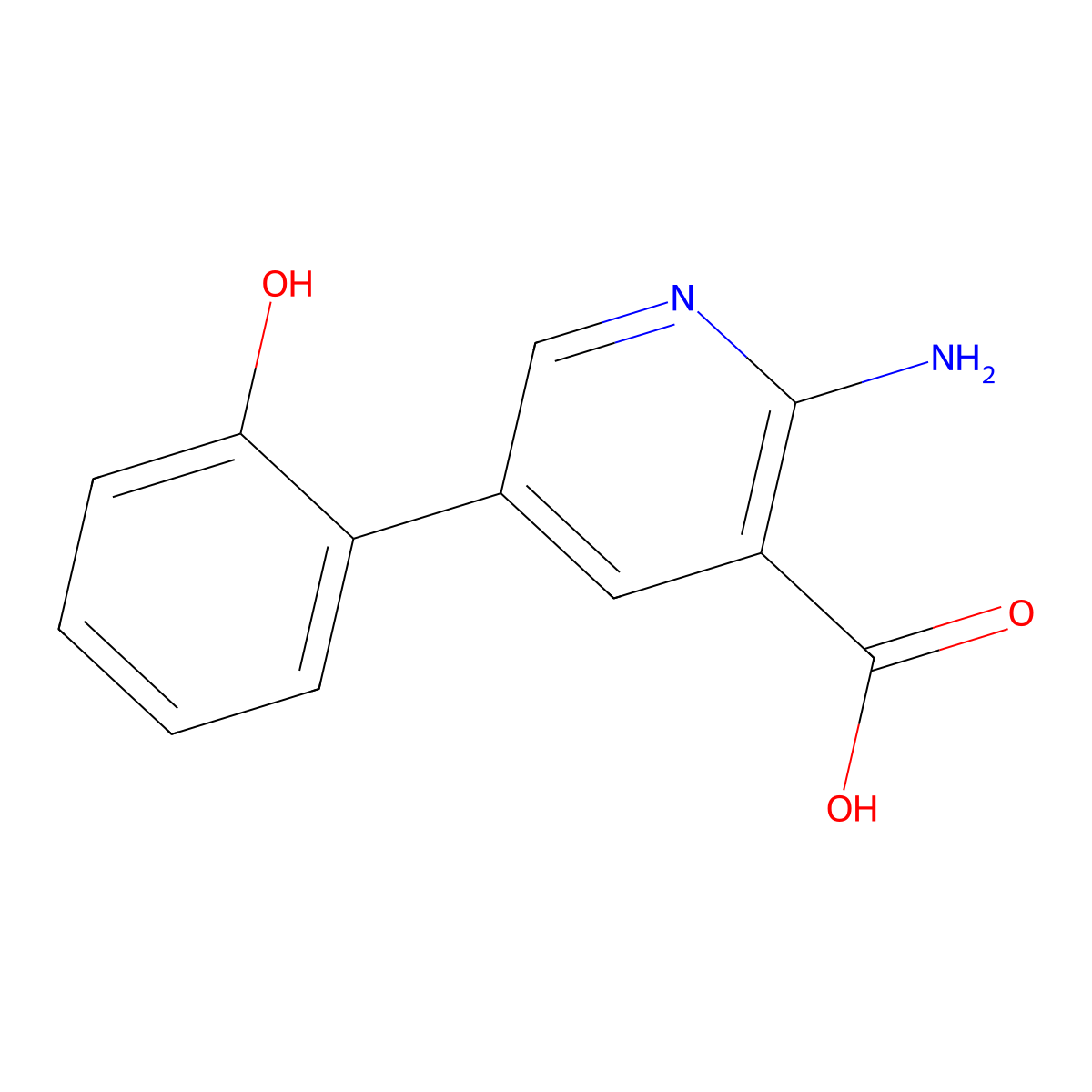2-Amino-5-(2-hydroxyphenyl)nicotinic acid molecular structure, CAS 1258634-69-3