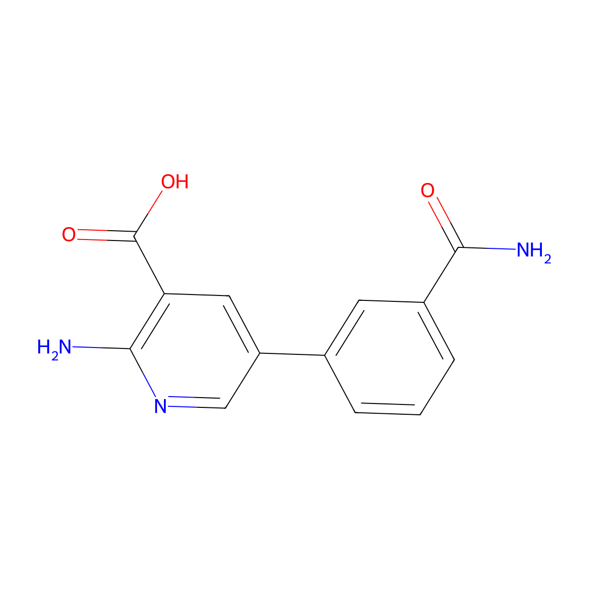 2-Amino-5-(3-carbamoylphenyl)pyridine-3-carboxylic acid molecular structure, CAS 1258634-74-0