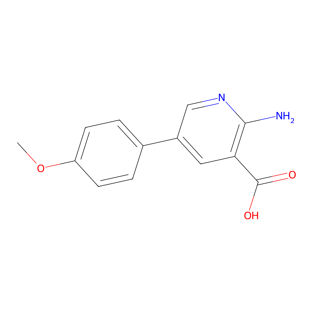 2-Amino-5-(4-methoxyphenyl)pyridine-3-carboxylic acid molecular structure, CAS 1258634-77-3