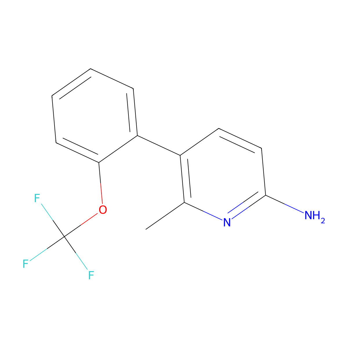 6-Methyl-5-[2-(trifluoromethoxy)phenyl]-2-pyridinamine molecular structure, CAS 1258635-16-3