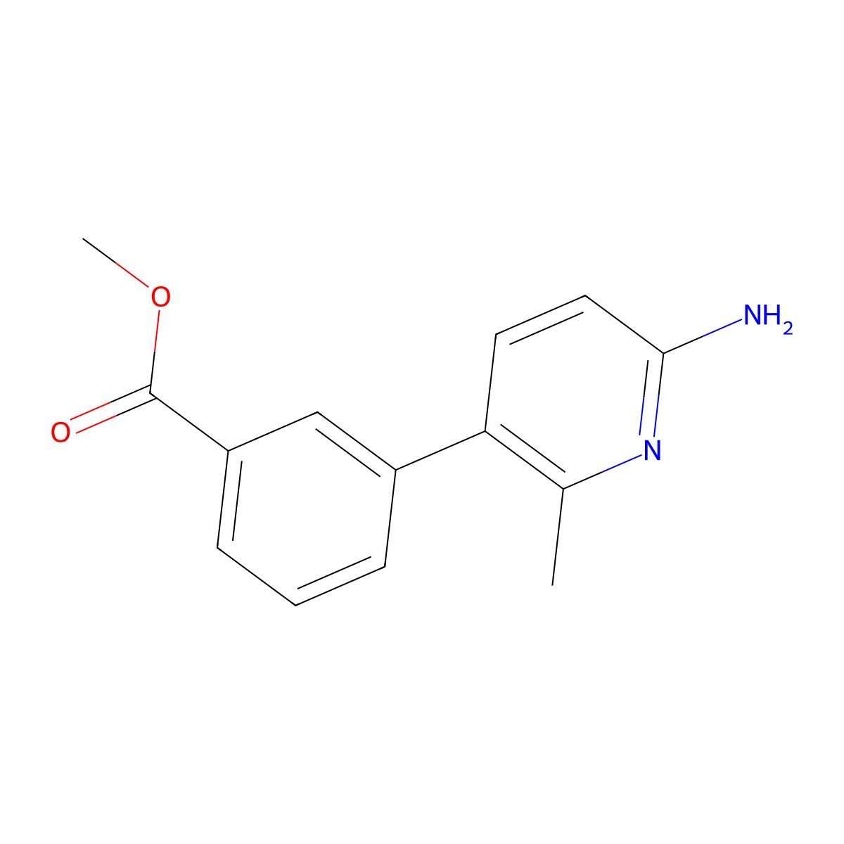 Methyl 3-(6-amino-2-methylpyridin-3-yl)benzoate molecular structure, CAS 1258635-19-6