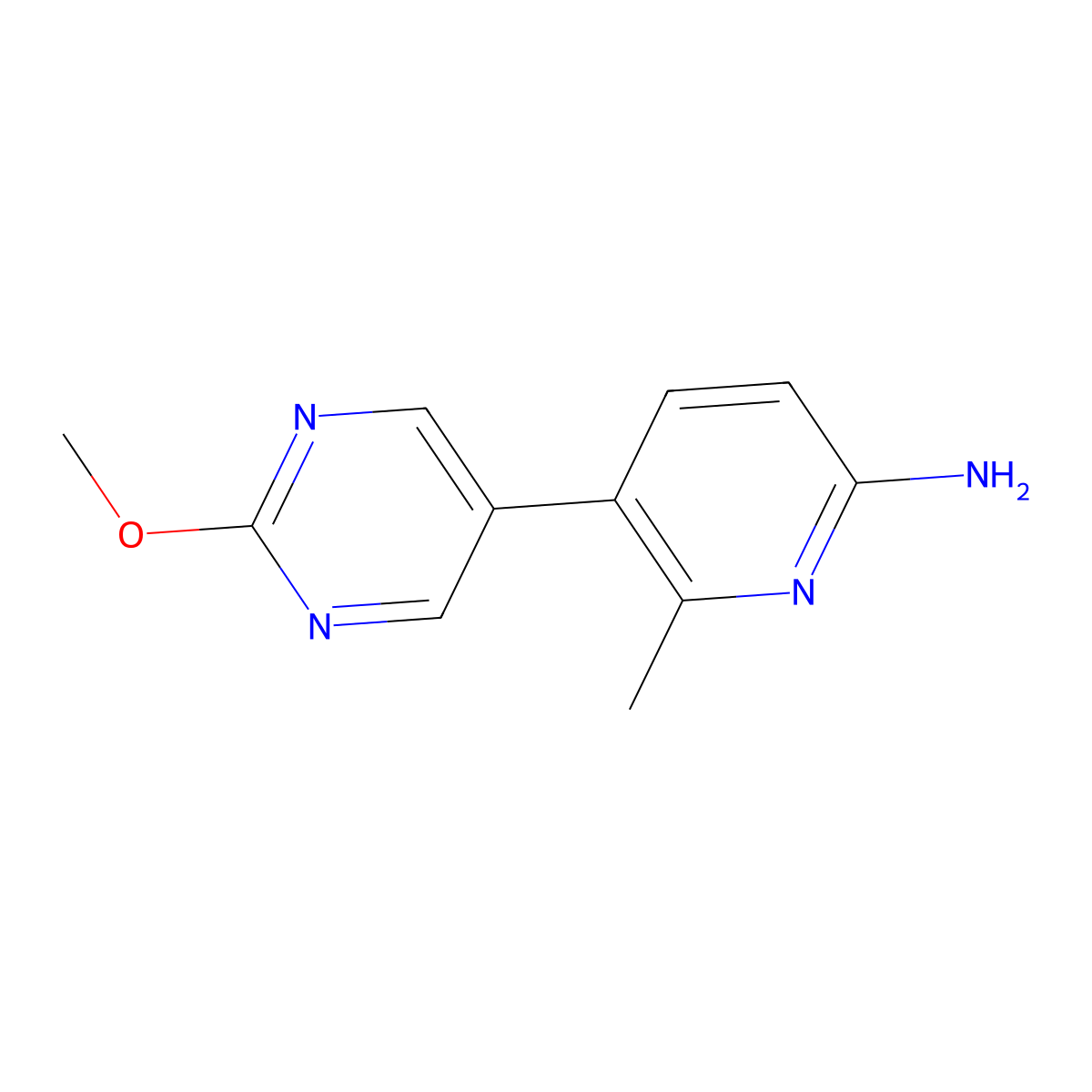 5-(2-Methoxy-5-pyrimidinyl)-6-methyl-2-pyridinamine molecular structure, CAS 1258635-29-8