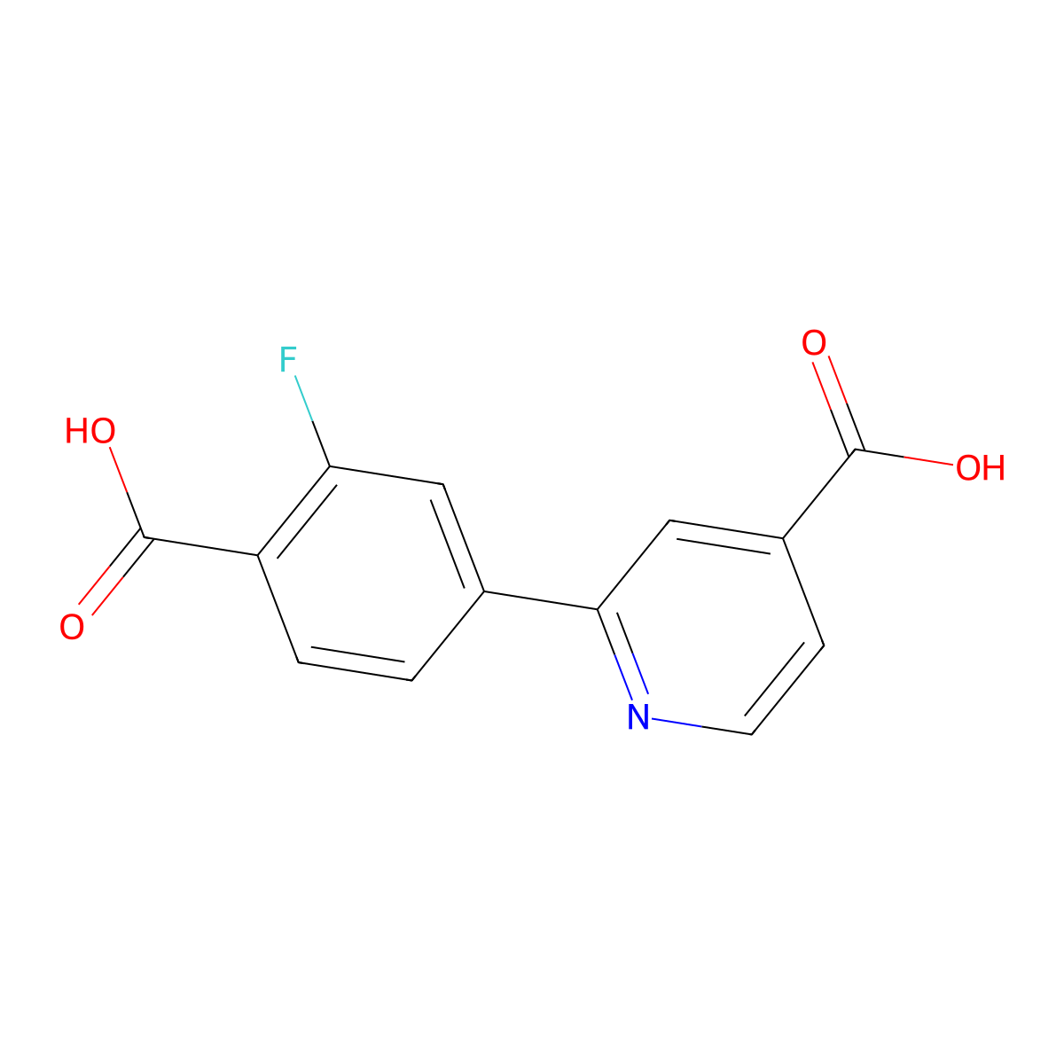 2-(4-Carboxy-3-fluorophenyl)isonicotinic acid molecular structure, CAS 1258635-40-3