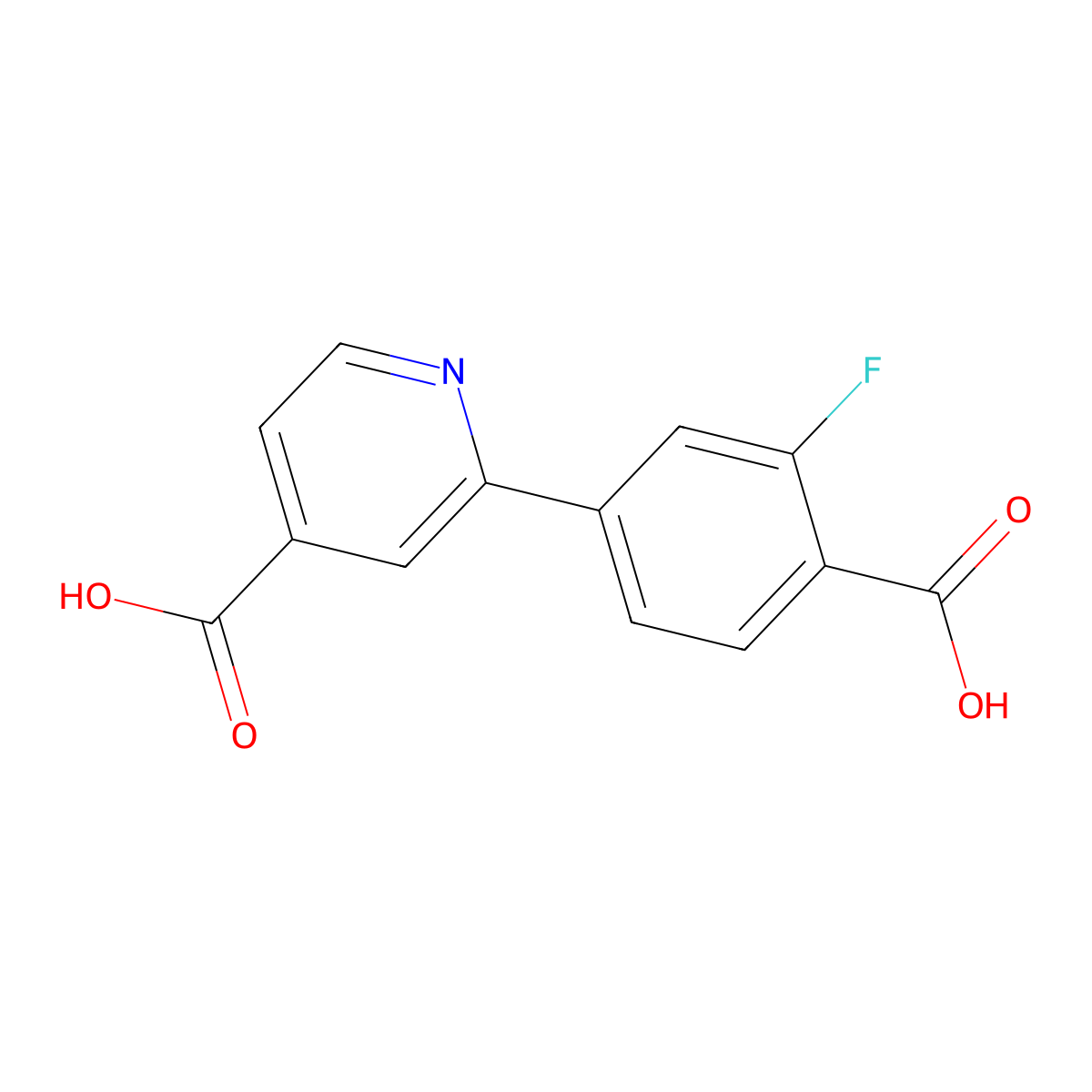2-(4-Carboxy-3-fluorophenyl)isonicotinic acid molecular structure, CAS 1258635-40-3