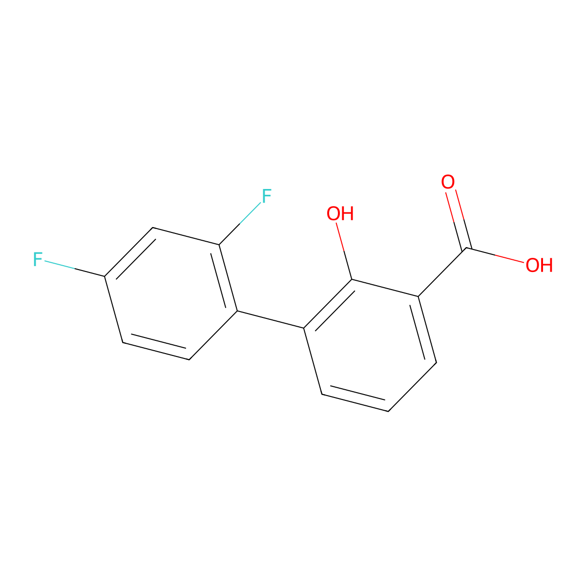 [1,1'-Biphenyl]-3-carboxylic acid, 2',4'-difluoro-2-hydroxy- molecular structure, CAS 1258635-47-0