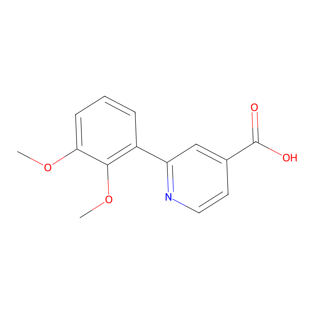 2-(2,3-Dimethoxyphenyl)-4-pyridinecarboxylic acid molecular structure, CAS 1258635-53-8