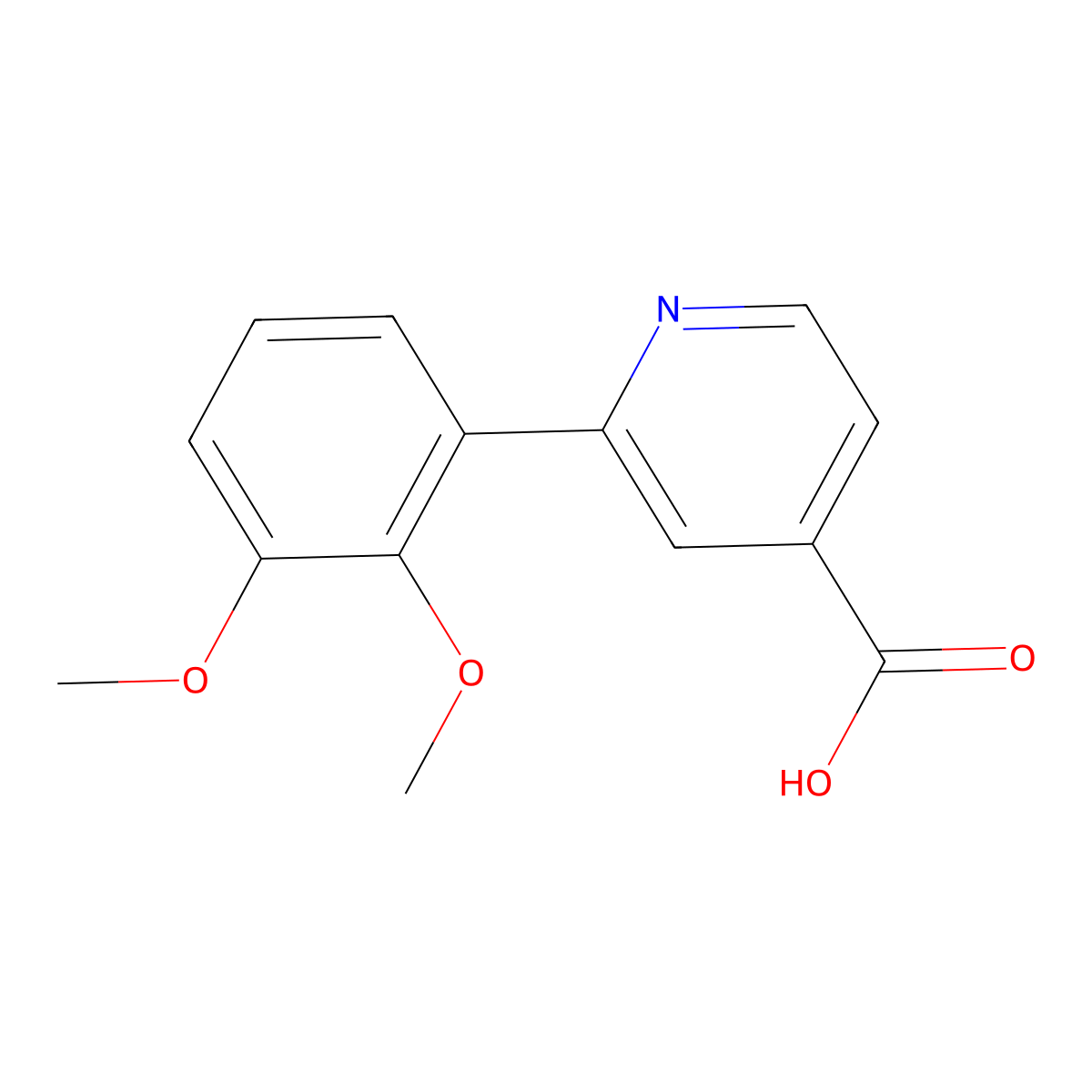 2-(2,3-Dimethoxyphenyl)-4-pyridinecarboxylic acid molecular structure, CAS 1258635-53-8