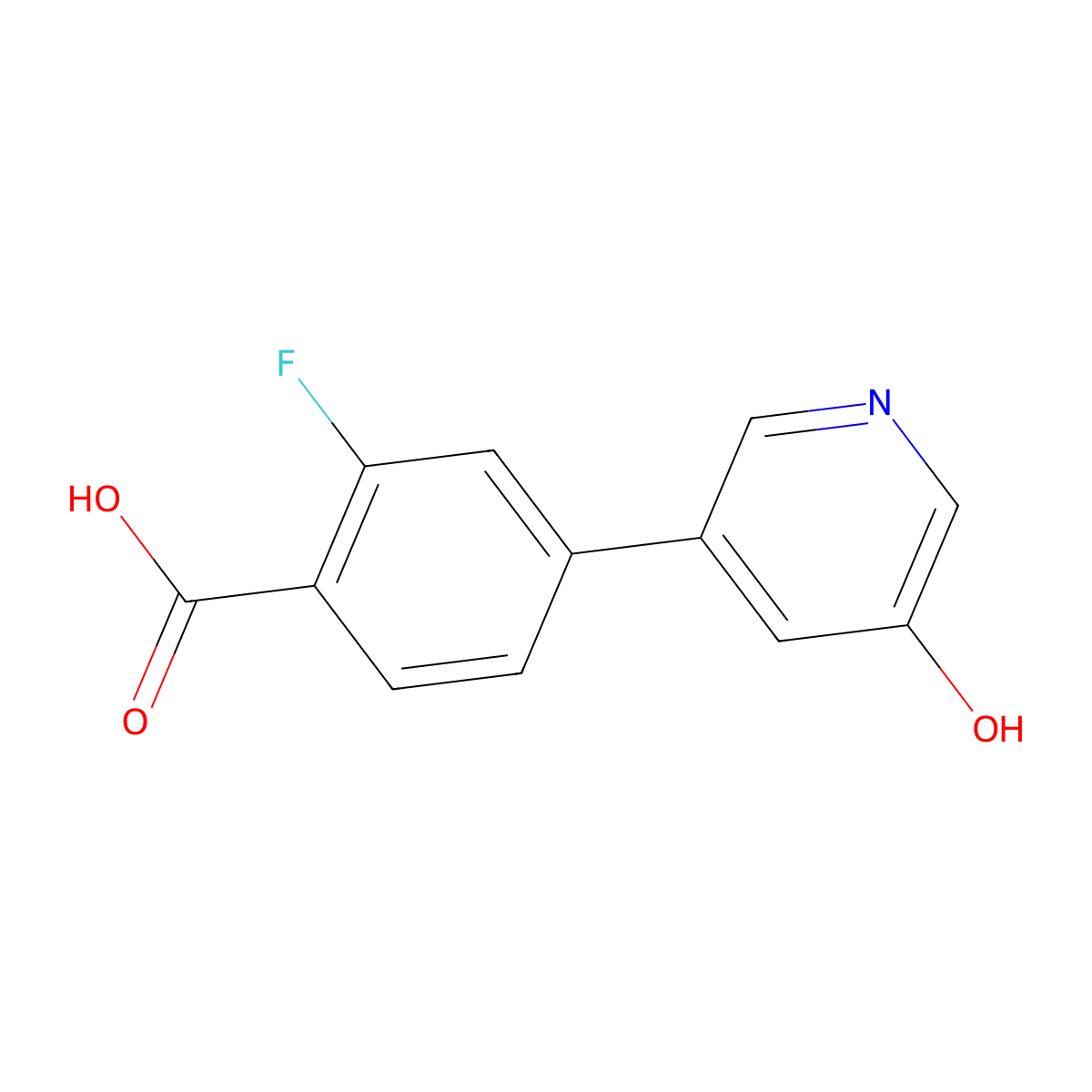 2-Fluoro-4-(5-hydroxypyridin-3-yl)benzoic acid molecular structure, CAS 1258636-07-5