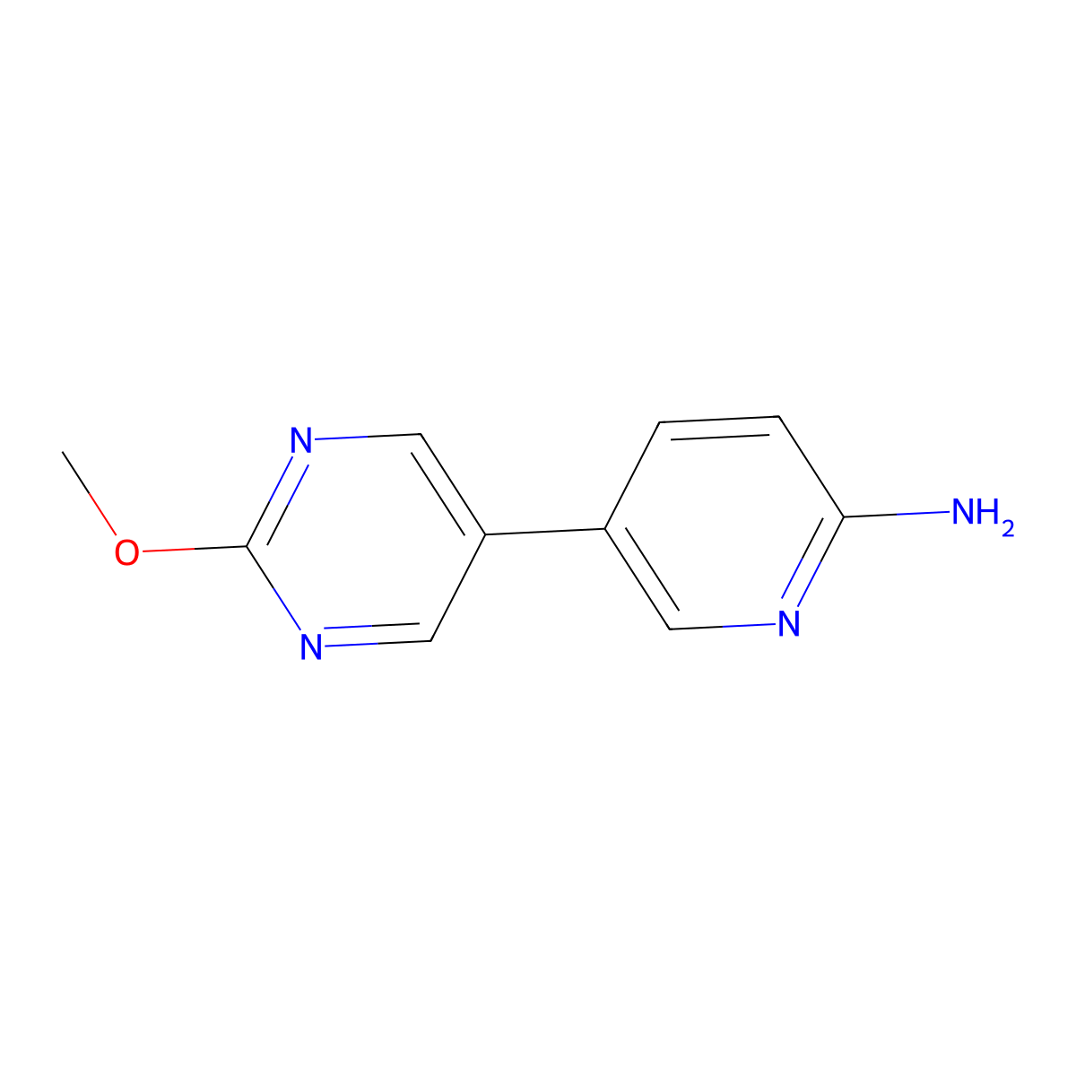 5-(2-Methoxy-5-pyrimidinyl)-2-pyridinamine molecular structure, CAS 1258636-75-7