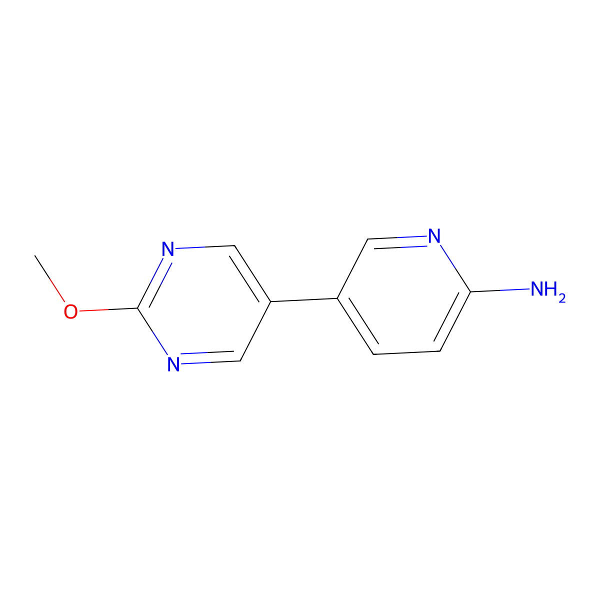 5-(2-Methoxy-5-pyrimidinyl)-2-pyridinamine molecular structure, CAS 1258636-75-7