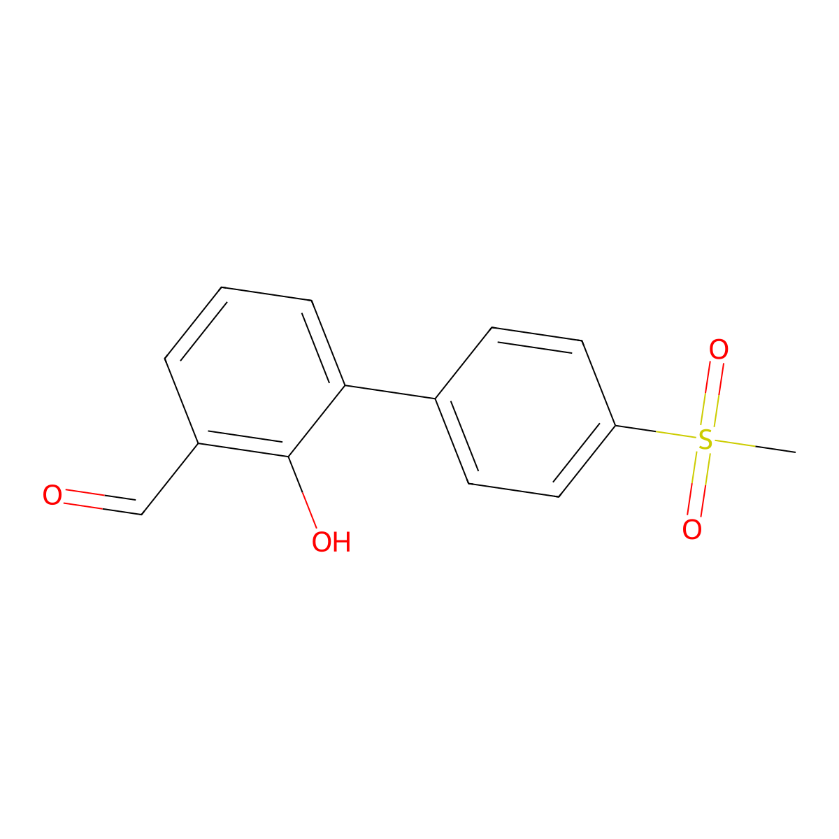 2-Formyl-6-(4-methylsulfonylphenyl)phenol molecular structure, CAS 1258637-00-1