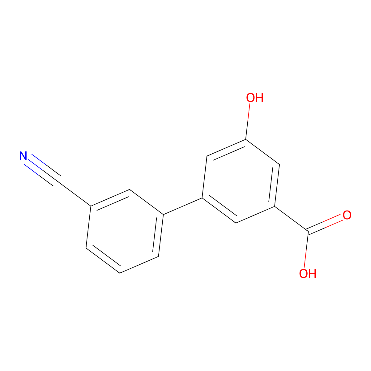 3'-Cyano-5-hydroxy-[1,1'-biphenyl]-3-carboxylic acid molecular structure, CAS 1258637-09-0