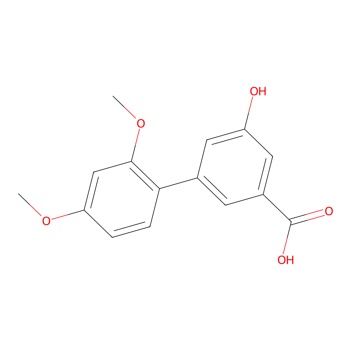 3-(2,4-Dimethoxyphenyl)-5-hydroxybenzoic acid molecular structure, CAS 1258637-11-4