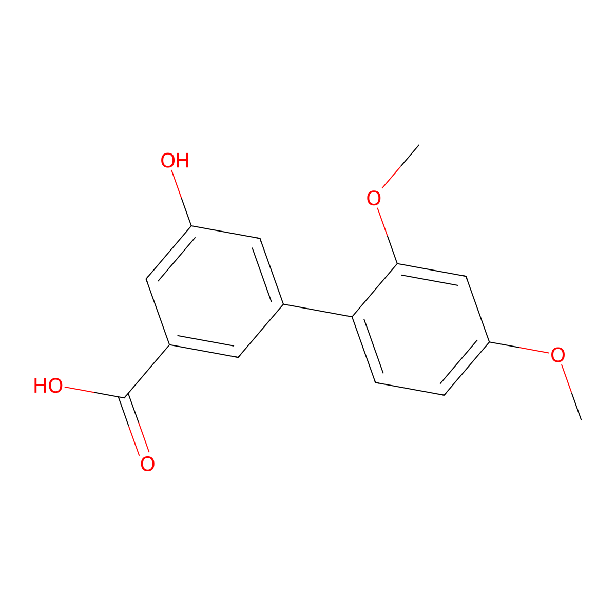 3-(2,4-Dimethoxyphenyl)-5-hydroxybenzoic acid molecular structure, CAS 1258637-11-4