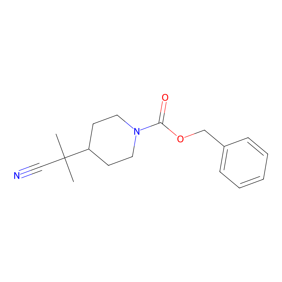 Benzyl 4-(1-cyano-1-methylethyl)piperidine-1-carboxylate molecular structure, CAS 1258637-58-9