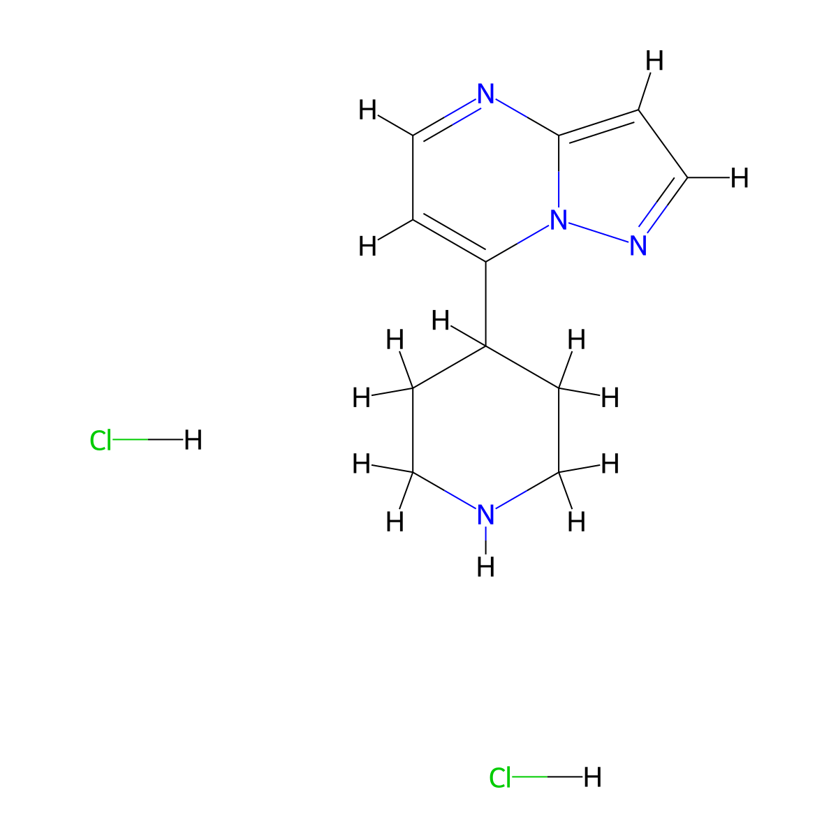 7-Piperidin-4-ylpyrazolo[1,5-a]pyrimidine dihydrochloride molecular structure, CAS 1258637-69-2