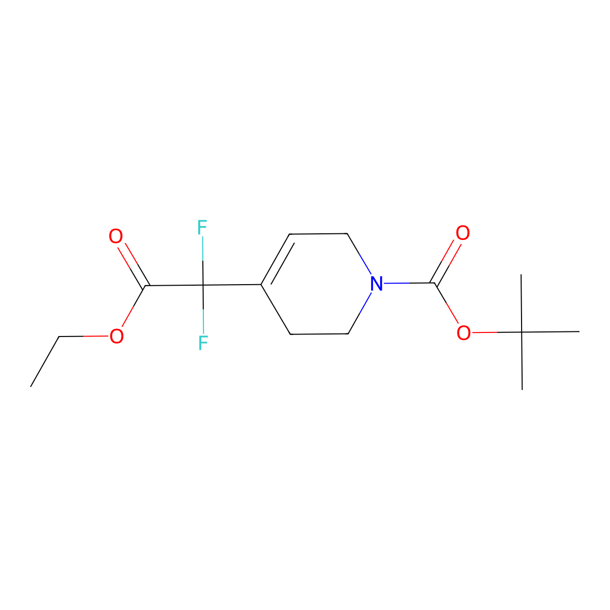 tert-butyl 4-(2-Ethoxy-1,1-difluoro-2-oxoethyl)-5,6-dihydropyridine-1(2H)-carboxylate molecular structure, CAS 1258637-70-5