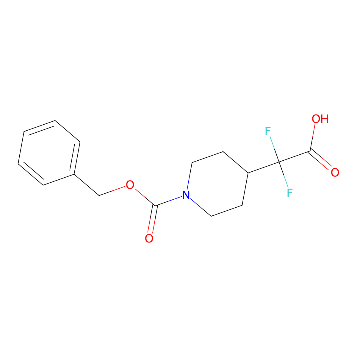 2-{1-[(Benzyloxy)carbonyl]piperidin-4-yl}-2,2-difluoroacetic acid molecular structure, CAS 1258637-86-3