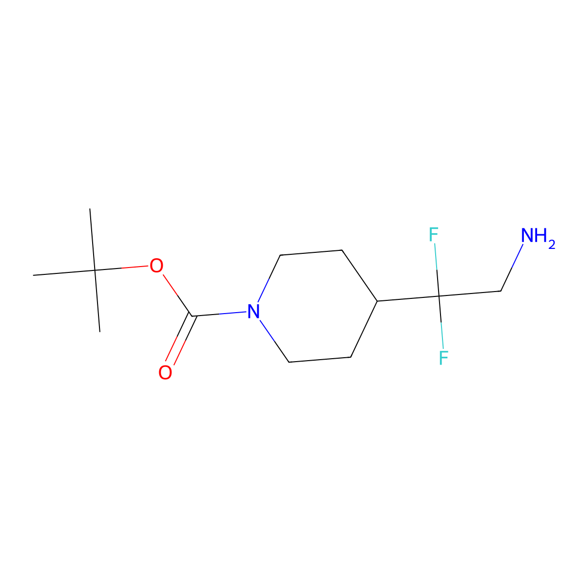 Tert-butyl 4-(2-amino-1,1-difluoroethyl)piperidine-1-carboxylate molecular structure, CAS 1258637-94-3