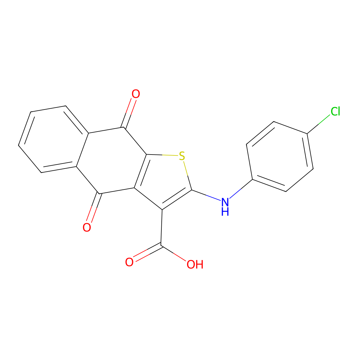 2-(4-Chlorophenylamino)-4,9-dioxo-4,9-dihydronaphtho[2,3-b]thiophene-3-carboxylic acid molecular structure, CAS 1258637-95-4