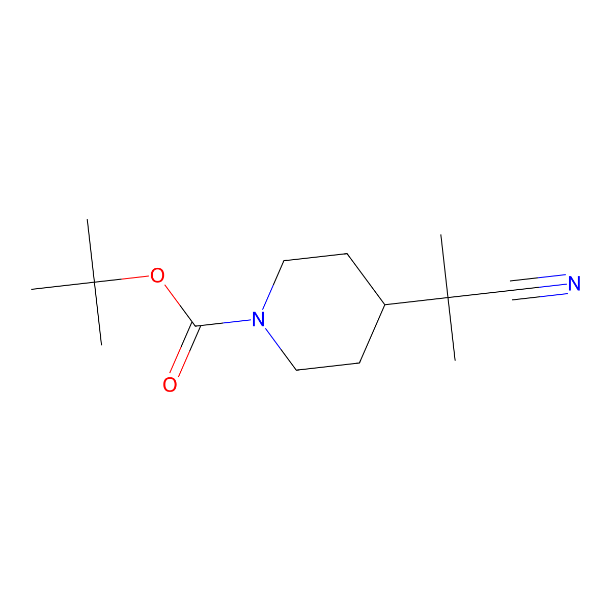 Tert-butyl 4-(1-cyano-1-methylethyl)piperidine-1-carboxylate molecular structure, CAS 1258638-04-8